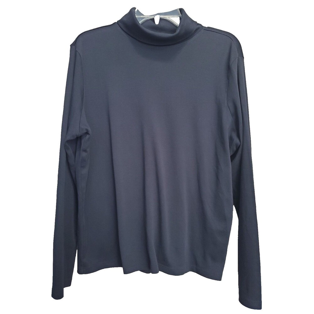 LL Bean Women's Black 100% Supima Cotton Long Sleeve Turtleneck Shirt Size XL